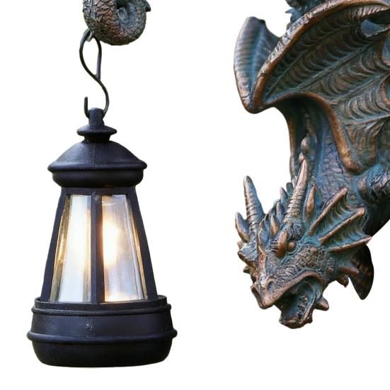 Dragon Tree Hugger Solar Lantern Resin Fantasy Dragon Garden Statue for Gothic Tree Wall Fence Decor Gifts for Women Mom Grandma