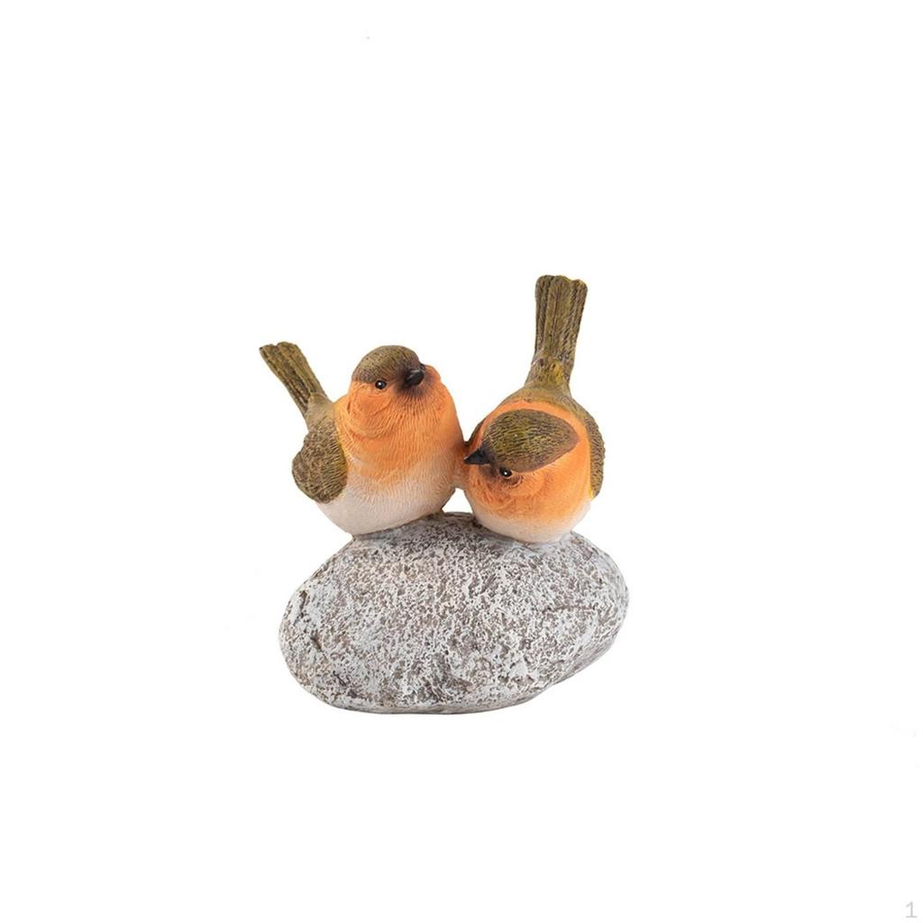 Bird Figurine with Stone Base Tabletop Sculpture Compact Decor