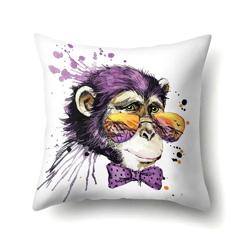 Oil Painting Animal Single-sided Polyester Pillowcase Home Living Room Soft Decoration Sofa Cushion Cover Bedroom Bed Pillowcase