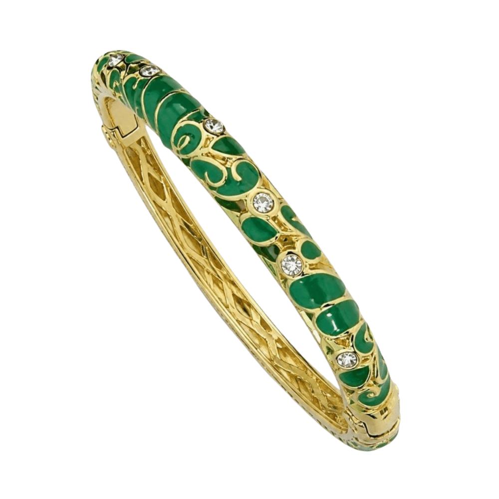 Enamel Vintage Cloisonne Bangle Classic Women's Hand Bracelet Dainty Flower Crystal Bangle Women