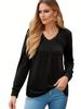 Casual Pleated V Neck Long Sleeve Blouses for Women Spring Summer