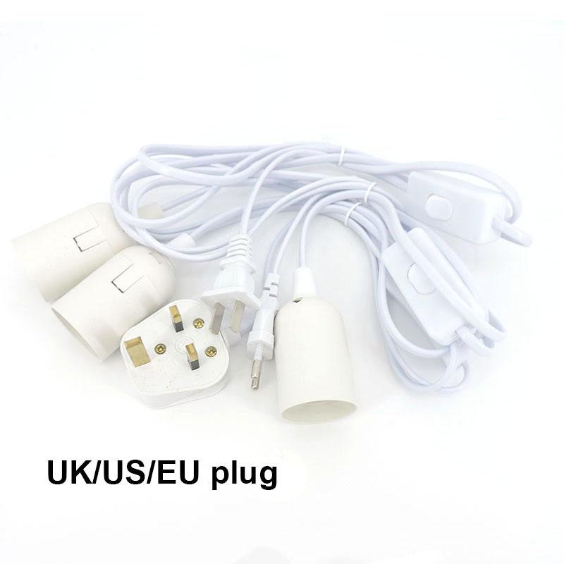 EU US UK E27 AC Power Cord Cable 1.8M Socket Lamp Base Hanging Holder Plug Eclectical Led Lamp Bulb Light Adapter Switch Wire