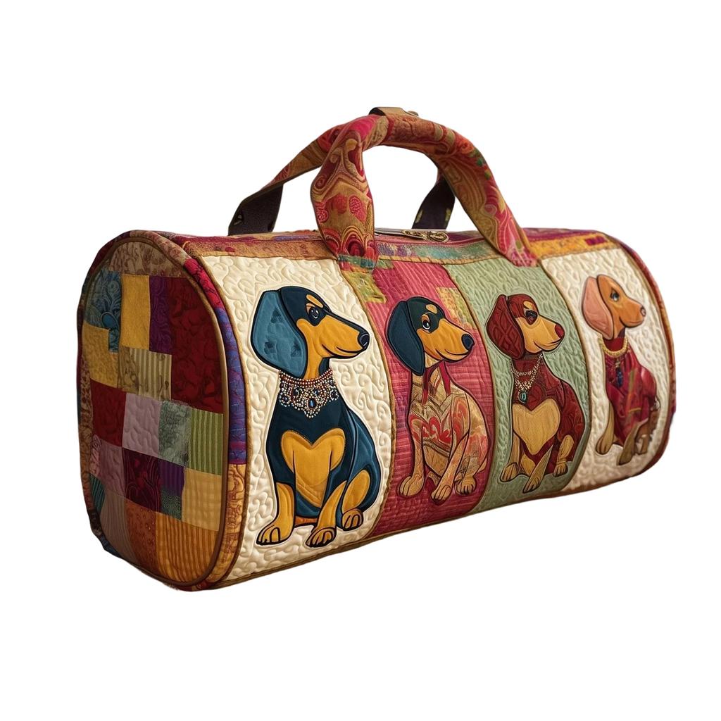 3D Puppy Series Quilted Pleated Cotton Travel Bag Fashion Printed Women's Yoga Bag Handbag