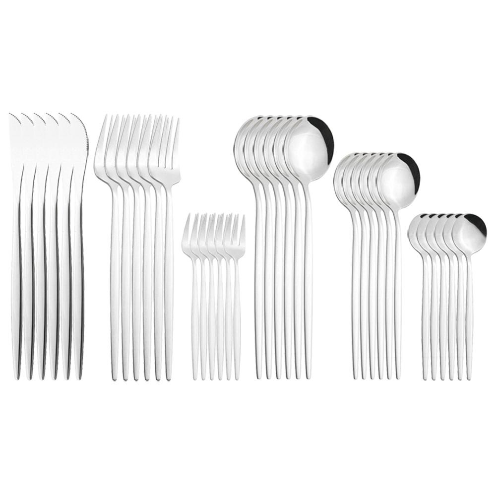 New 36Pcs Mint Gold Cutlery Set Western Silverware Stainless Steel Dinnerware Knife Fork Spoon Tableware Flatware Kitchen Wedding Accessories