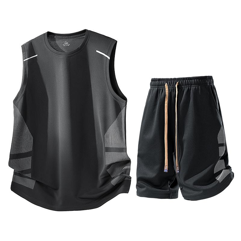 Men's Summer Casual Running Speed Dry Ice Silk Sports Set Men's Two Piece Set