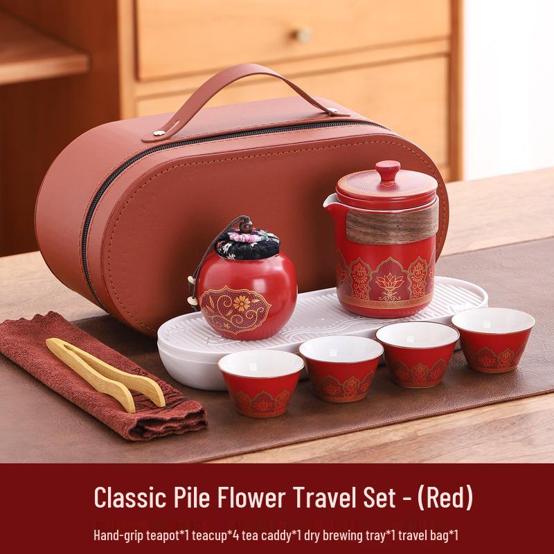 Portable Outdoor Kung Fu Tea Set - Engraved Logo for Business Gifts