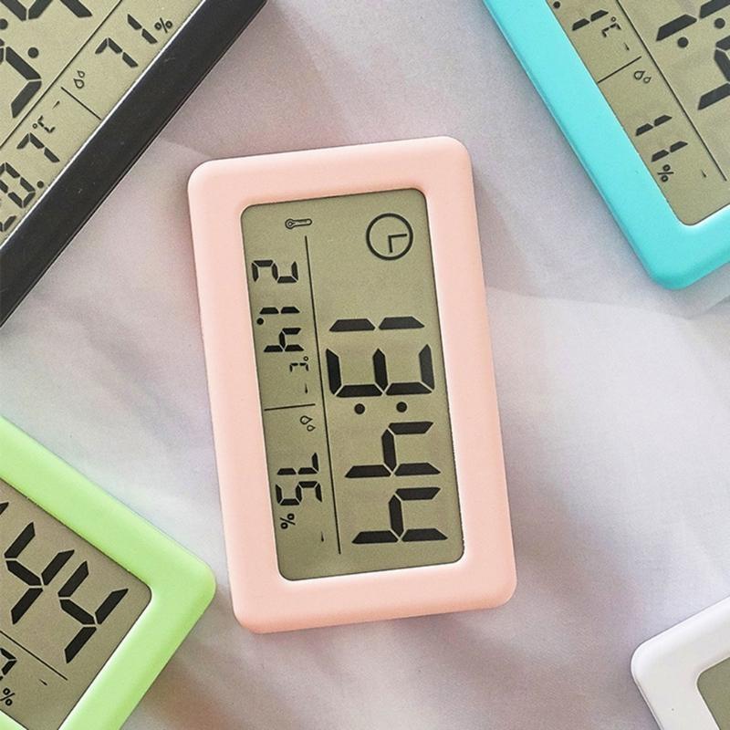 Contemporarys Thin Clock with  Temperature and Humiditys Measurement for Living Space bianco