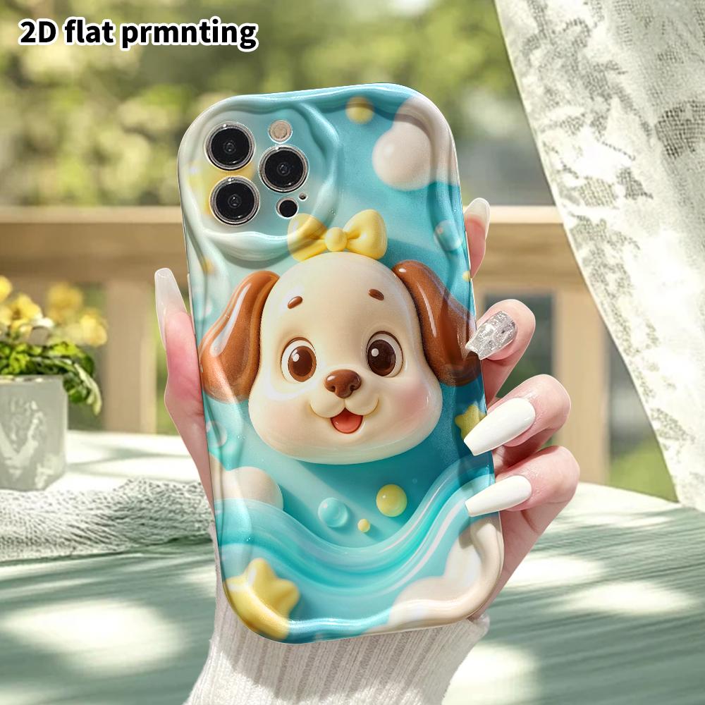 Phone Case: 2D Flat Design Suitable for iPhone 18, 17, 16, 15, 14, 13 Pro Protective Case, Bowknot Puppy Head, Perfect Christmas and Halloween Holiday