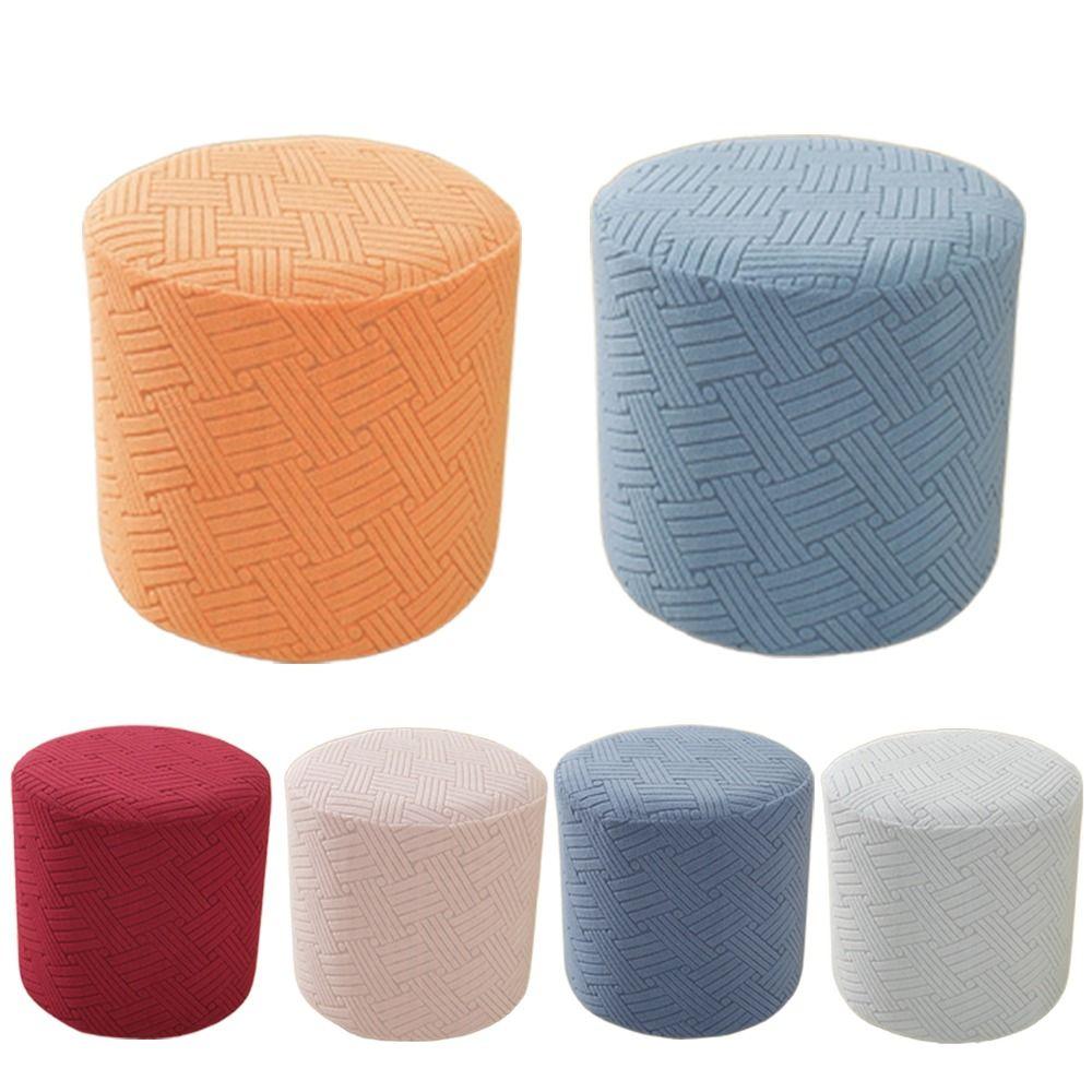 New Solid Color Jacquard Ottoman Cover Elastic T-Shape Footrest Slipcover Soft Pouf Stool Cover Living Room