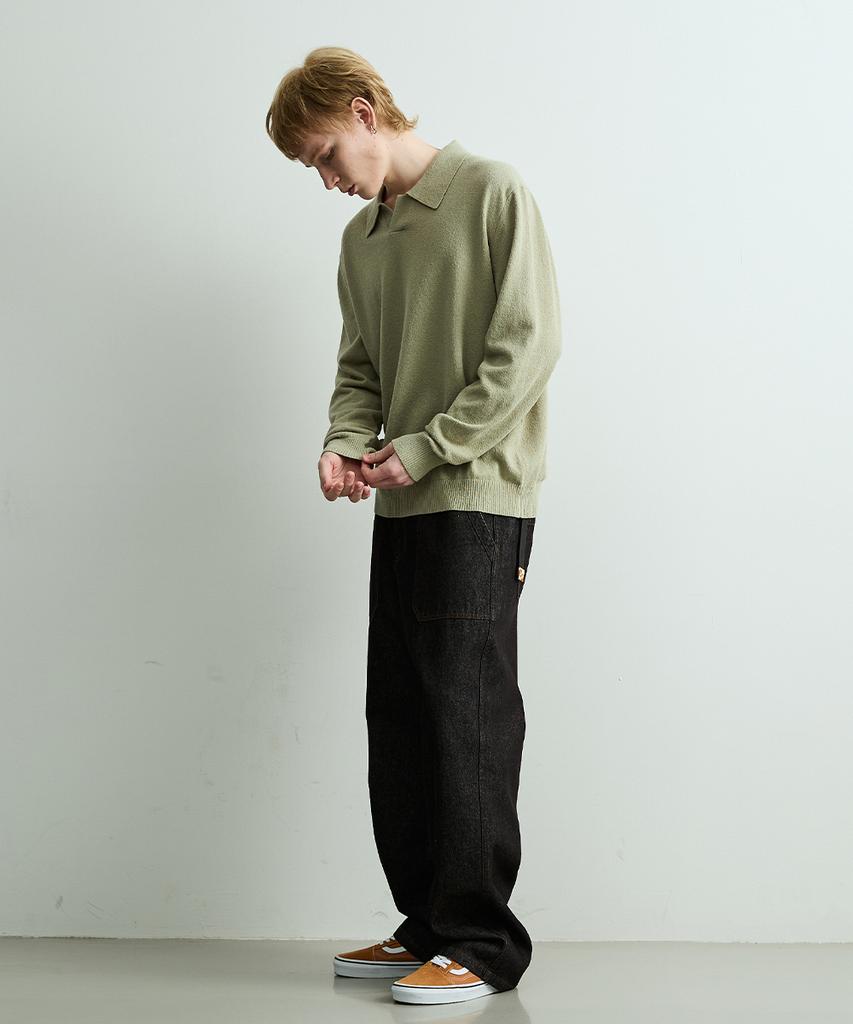 ONNHANS Open Collar Knit Pullover_Light Sage