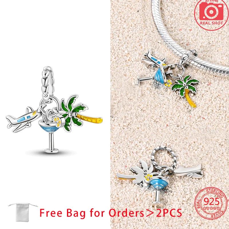Authentic Copper Summer Coconut Cocktail Wine Coffee Charm Bead Charms Bead Charms Pendant Compatible With Women Bracelets Do It Yourself Jewellery De