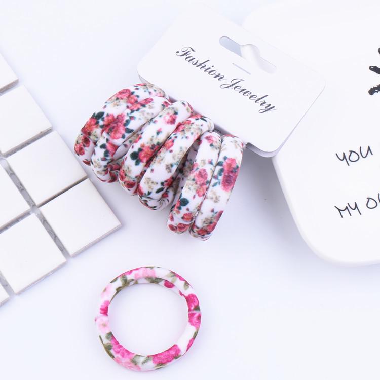 6Pcs/Set High Elasticity Printed Scrunchie Women Girls Children Elastic Hair Rubber Bands Accessories Tie Hair Rope Ring Holder
