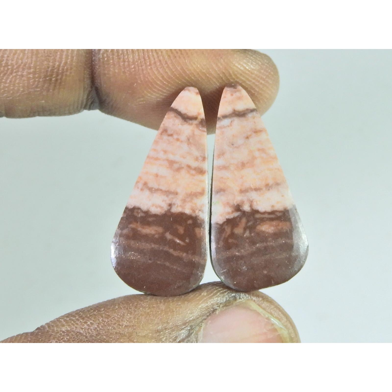 

12X27X04MM Natural Zebra Jasper Matched Pair Fancy Cabochon Loose Gemstone B-262