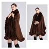 Cape en Fourrure Femme Vêtements d'Hiver Ponchos Épais et Chauds Châle Shawl Manteau Cardigan Longs Amples Manteaux