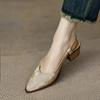 High Heels Leather Pumps for Women Slingbacks Spring Summer Sandals Fashion Shoes Woman  Comfort