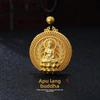 Vietnam Sand Gold Plated Amituofo Pendant Necklace Traditional Craft Unisex Heirloom Compass Jewelry