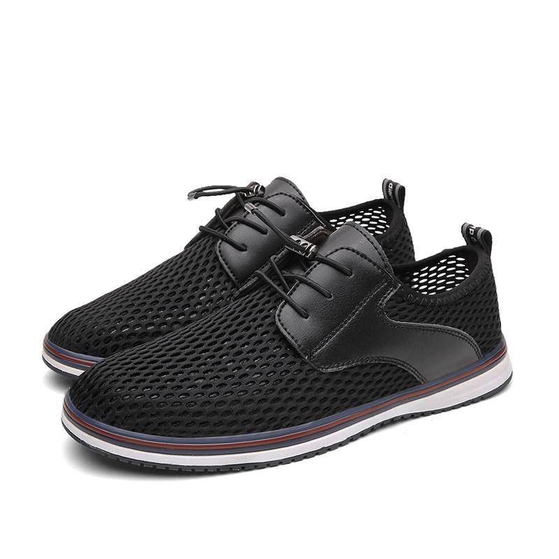 

Модные ажурные модные мужские кроссовки дышащая мужская обувь мужская повседневная летняя обувь 2024 легкая мужская удобная обувь для вождения 44 чёрный