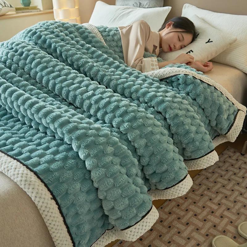 Warm Plush Blankets Super Soft Plaid Blanket for Beds on The Bed Sofa Throw Blanket Office Nap Comforter Bedspread Queen Quilt