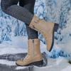 Women Ankle Boots Flat Low Heel Belt Buckle Short Large Size Fall Winter