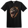 T-shirt Grafica Gorilla Selvatico che Rugge Animale Fiamma Arte Maglietta Cool