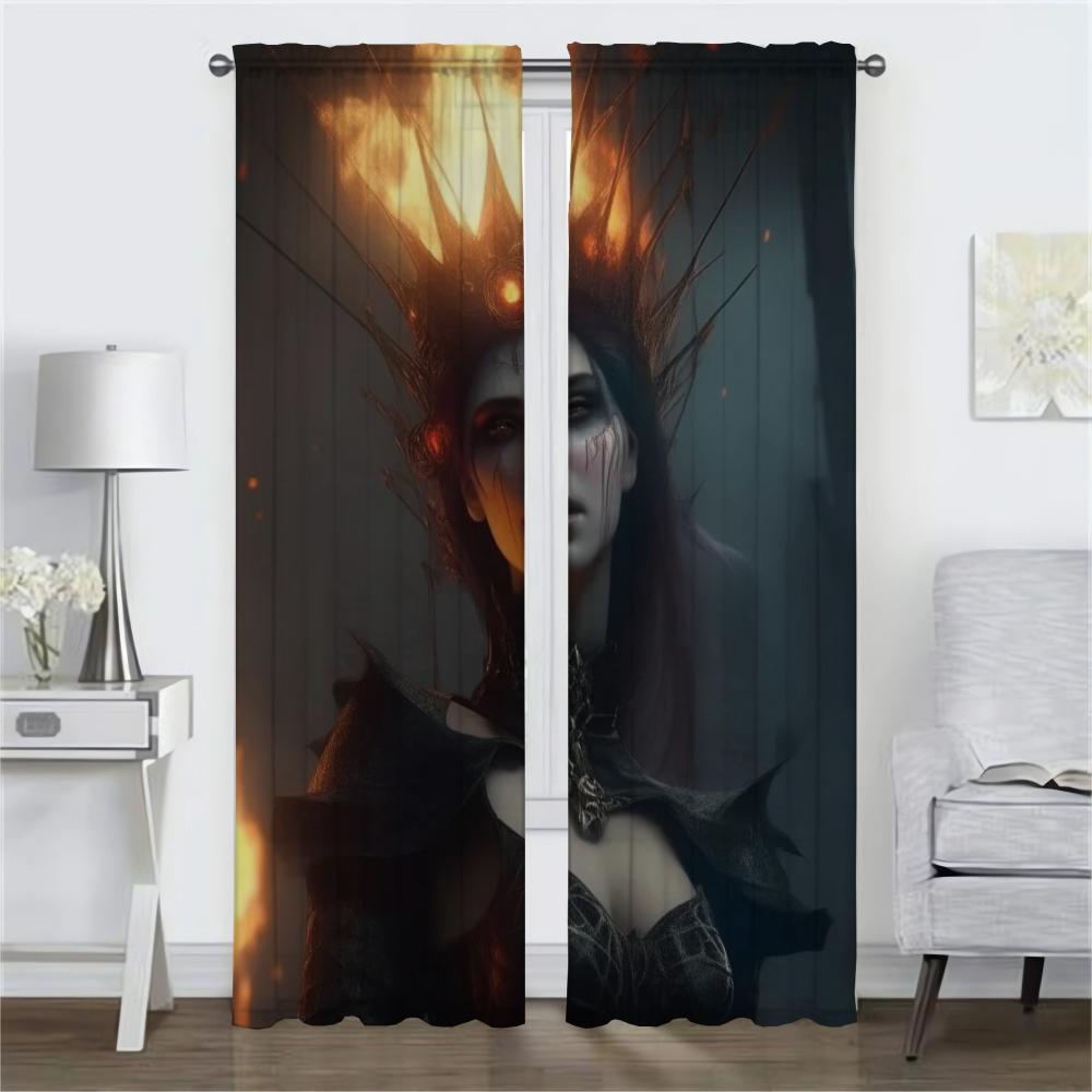 Anti-mosquito Curtains for Camera Eerie Atmosphere of Dark Fantasy Home Interior Curtains 2 Pieces Blackout Curtain Shades Room