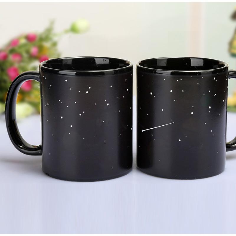 Ceramic Color Changing Coffee Mug, Heat Sensitive Tea Cup, Magic Mug, Support Solar System, New Arrival,330ml