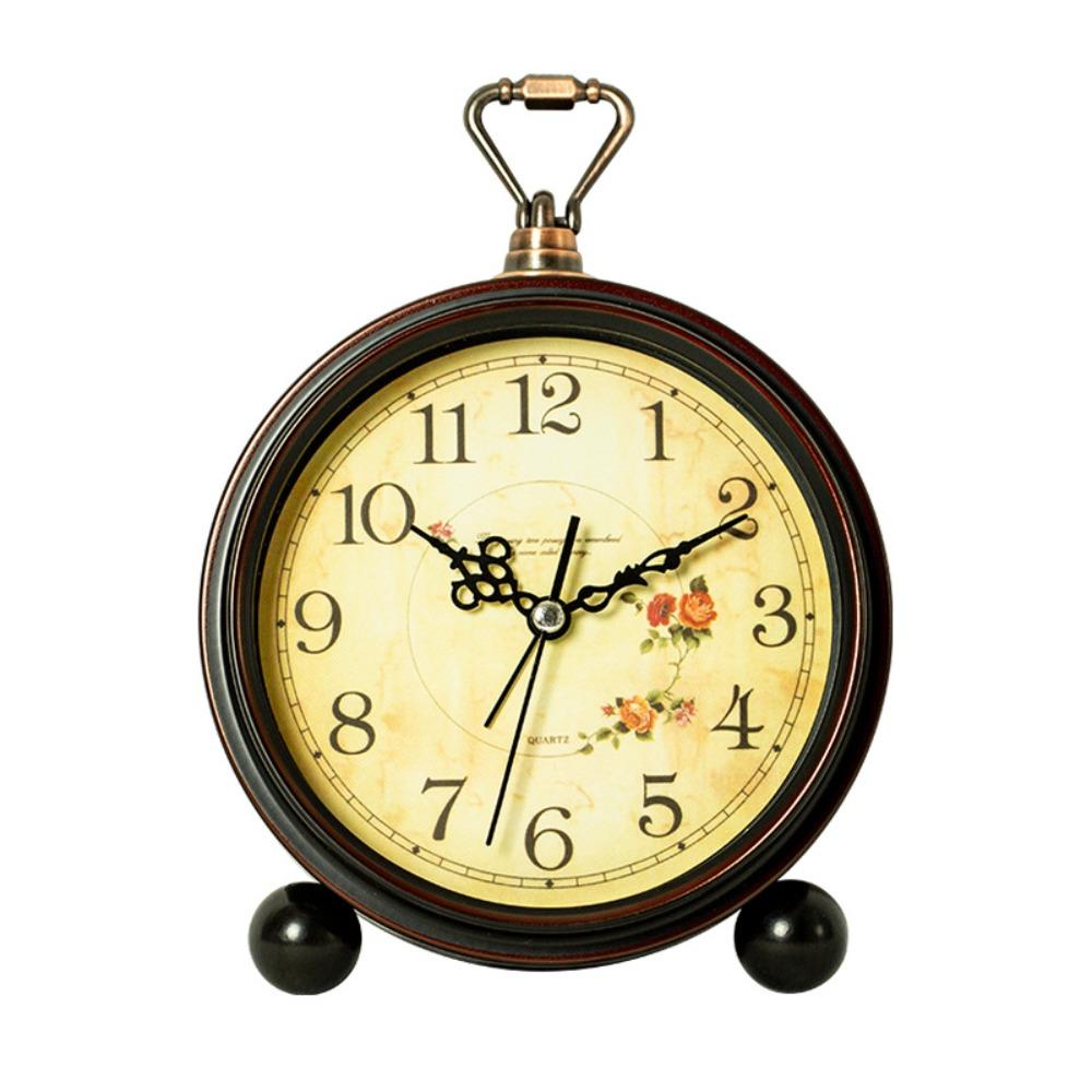 Retro Battery Alarm Clock Hangable Decoration Wall Clock Energy Saving Mechanical Clock  School