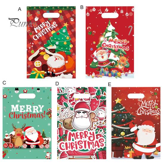 20Pcs Christmas Gift Bag Festive Candy Cookie Bag Santa Claus Deer Pattern Packaging Bag for Holiday Decor