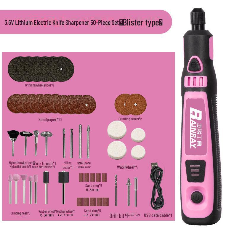 Mini stylo de gravure électrique rose rechargeable avec contrôle de vitesse et batterie au lithium pour le polissage et le meulage des ongles.