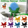 Smiling Sponge Holder with Drain Adjustable Soap and Sponge Drying Rack Kitchen Sink Organizer Storage Rack Kitchen Storager