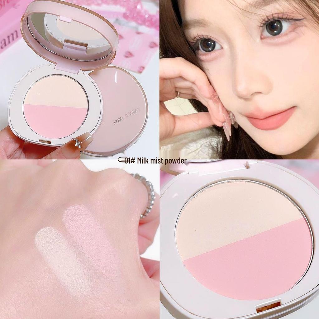 SweetMint Dual-Color Setting Powder: Long-Lasting, Translucent, Brightening, Natural Finish, with Oil Control and Portable Design.