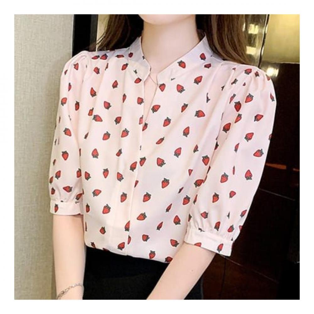 Navava Women Lovely Strawberry Pattern Blouse 5 Quarters Nb2065