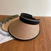 Summer Straw Hat for Women Foldable Empty Top Sun Hat Outdoor Beach Running Bicycle Wide Brim Female Sunscreen Visor Casual Cap