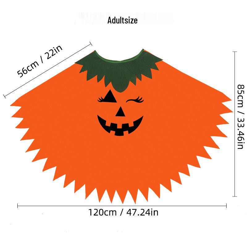 Adult & Kids Glow-in-the-Dark Pumpkin Costume Set (Hat & Cape) for School or Halloween Party