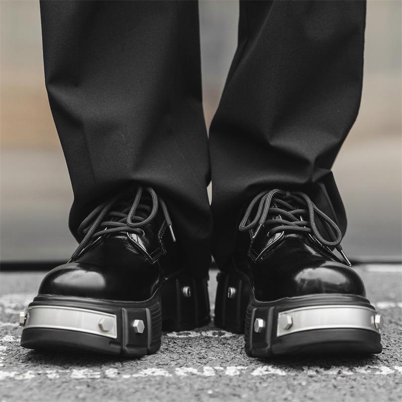 Platform Derby shoes men's niche iron head high-end casual leather shoes British heightening big head shoes 2989-J