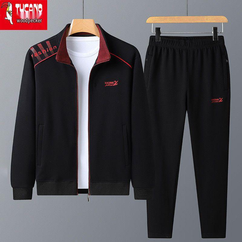 Specht Herren Sport Baumwollset: Lässige Laufjacke für Mittelalte und ältere Menschen für Frühling, Herbst, Winter.