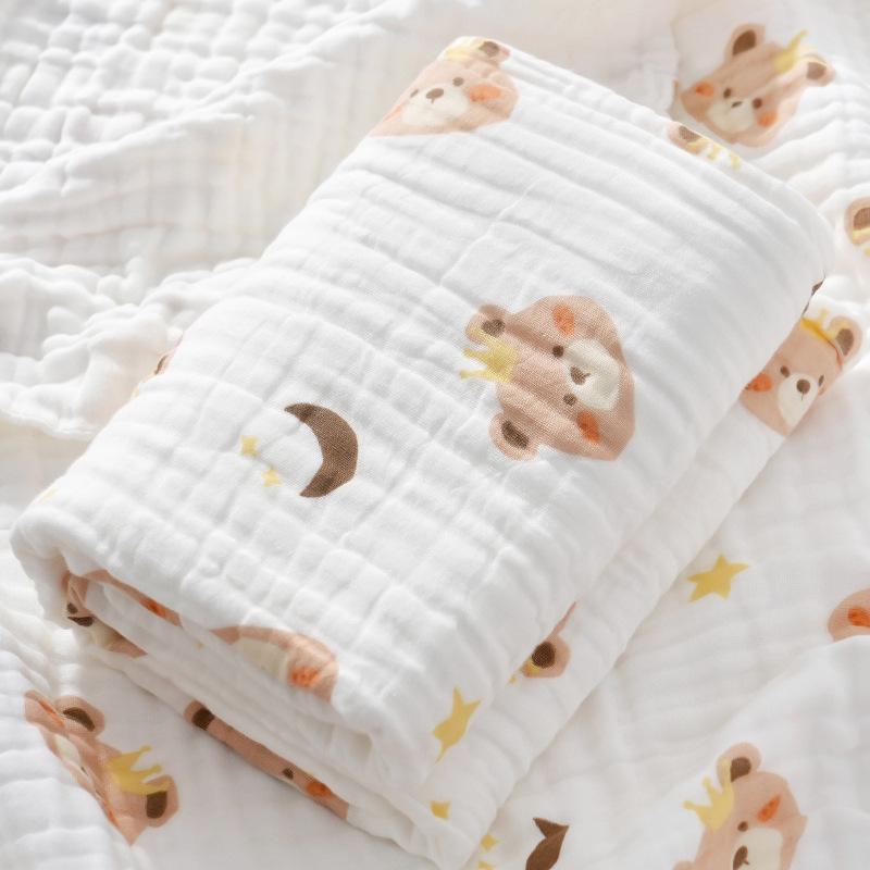 High-Density Six-Layer Pure Cotton Baby Bath Towel and Swaddling Blanket for Newborns and Children