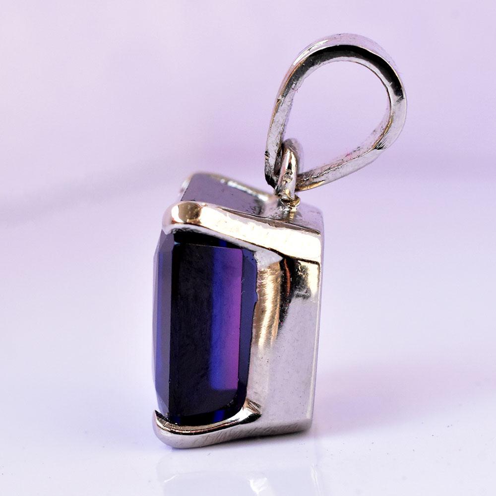 Blue Tanzanite Natural 925 Sterling Silver 18 ct Emerald Gem'S Pendant Gemstone Jewelry Gift