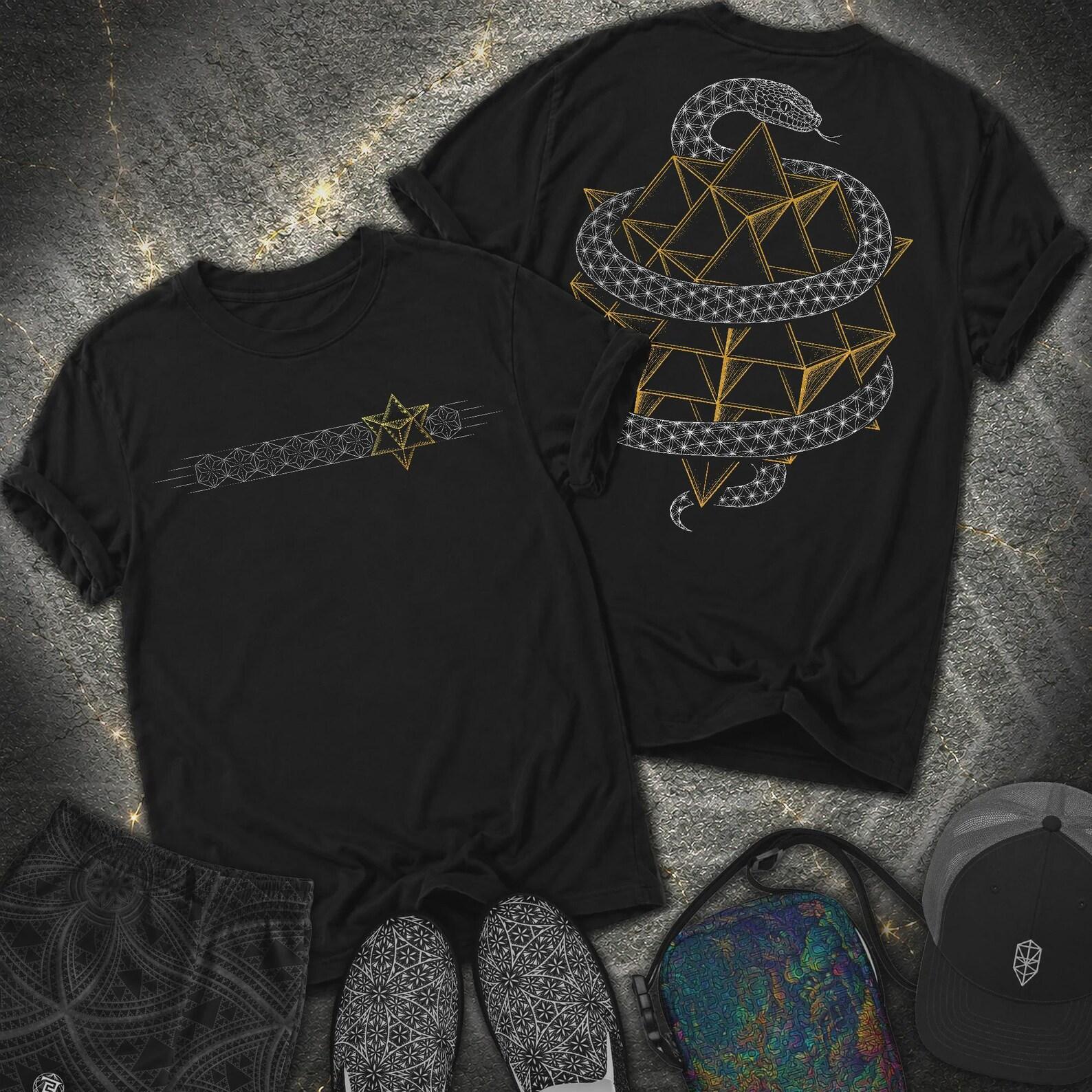 Serpent Tetrahedron Merkaba Geometry 2 Sided Comfort T-Shirt M