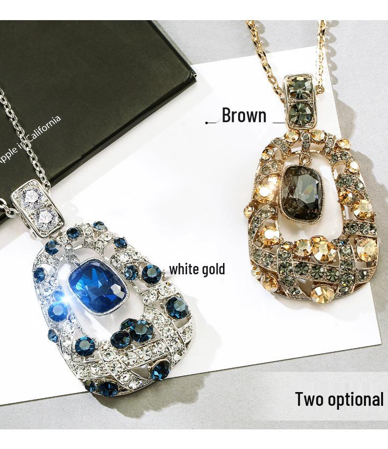 2025 Korean Style Crystal Sweater Necklace: Long Sparkling Diamond Pendant for Autumn & Winter