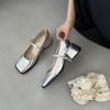 Brand Women Heels Shoes Fashion Square Toe Women Mary Jane Shoes Soft Sole Ballet Shoes Luxury Shallow Buckle Women Sandals 2025