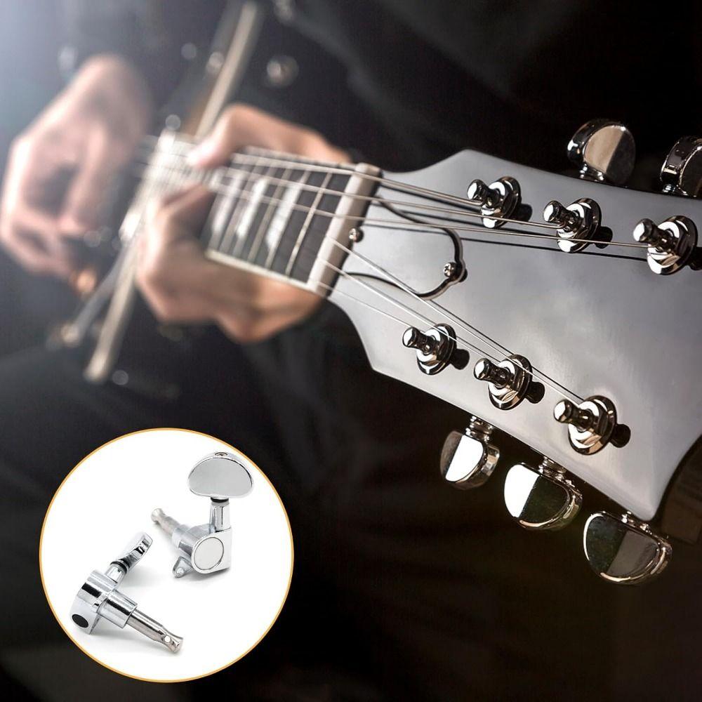 6Pcs with Ferrule/Threaded Bushing/Screw Electric Guitar Tuning Keys Set  Acoustic Electric Guitar