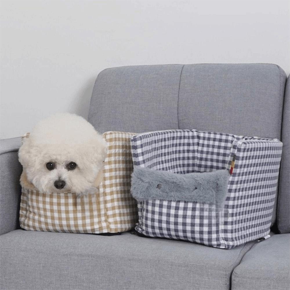 Square Pet Car Safety Seat Checkered Design Car Pet Seat Cushion Dog Car Seat  Car Transport