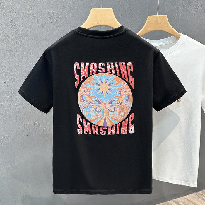 

Sense Printed Short-sleeved T-shirt Men s Summer Thin Top Round Neck Cartoon T-shirt Men 5XL