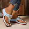 Fashion Women's Fashion Thick-soled Flip Flops Wedge Open Toe Beach Roman Clip-toe Sandal Luxury Metal Buckle Designer Sandals for Women
