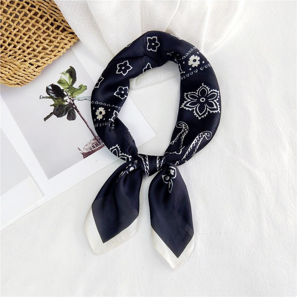 Floral Print Headkerchief Neck Scarves Women 70CM Square Headband Hijab Scarf For Ladies