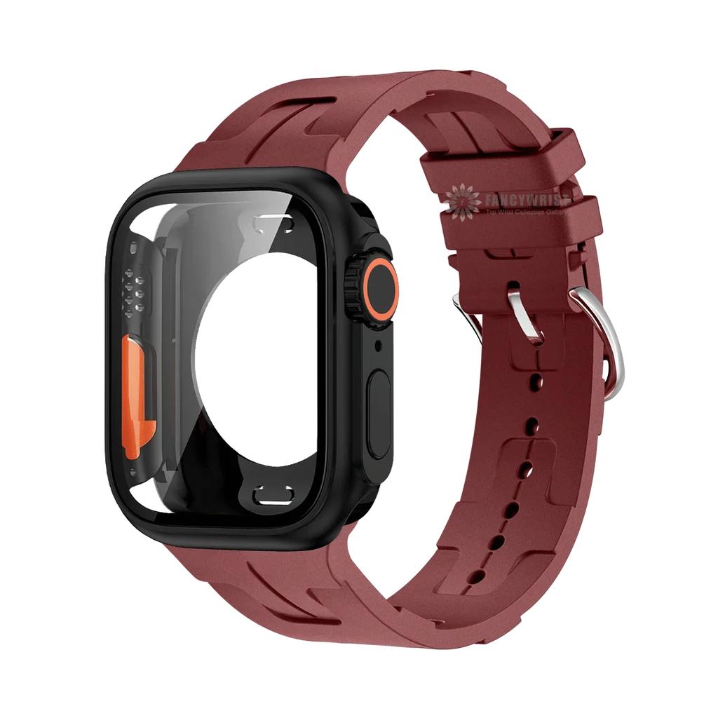 Original Silicone Band &Change To Ultra Case For Apple Watch 9 8 7 6 SE 5 4 Strap For iWatch Series 44mm 45mm 42mm 41mm Bracelet