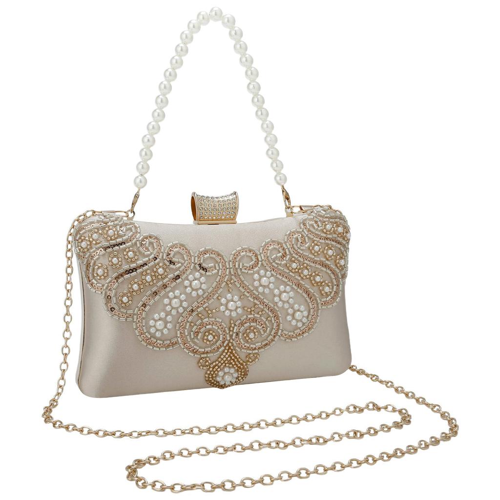 Women Beaded Clutch Evening Bag Fashion Rhinestone Diamond Wedding Handbag Bridal Purse for Cocktail Party Prom