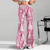 Women's Fashion Loose Drawstring Waist Christmas Printed Casual Sports Pants Casual Flared Pants