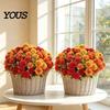 Reusable Floral Decorations for Indoor Artificial Mums Flowers Outdoor, UV Resistant Fake Fall Chrysanthemums Fade Office Marigold Plant, Autumn